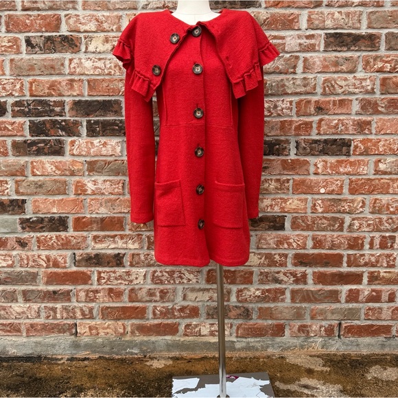 Anthropologie orange wool coat with ruffled collar HWR / M / Excellent condition - Picture 10 of 15